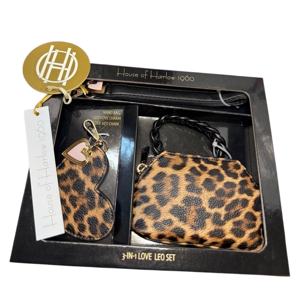 NWT House of Harlow 1960 3-in-1 Love Leo Leopard Nano Bag Gift Set - Picture 6 of 6